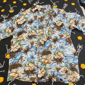 Mens Silk Hawaiian Shirt, Classic Style and Fit Label Silk silk Icon 100% Silk L